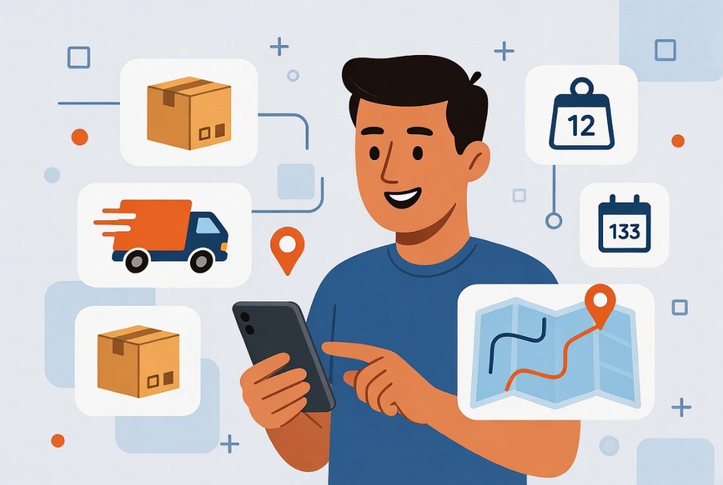 Personne utilisant un ordinateur pour planifier une logistique